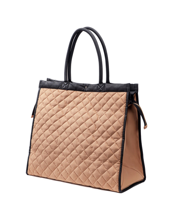 MAX SAX – Goose-Down Quilted Eco-Tech Handbag – Beige | Handbag by Yvette LIBBY N'guyen Paris